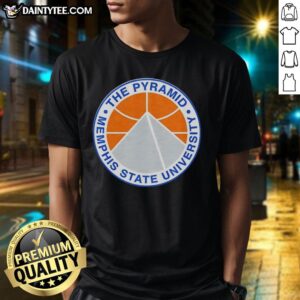 Premium Memphis State University Basketball Logo T-Shirt featuring The Pyramid design, perfect for fans and collectors.