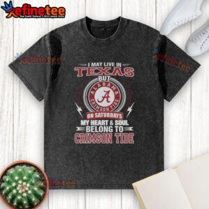 Premium Alabama Crimson Tide washed t-shirt, showcasing love for Crimson Tide football, perfect for Texas fans on Sundays.