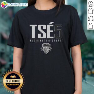 Alt Text: Top Tses 5 Washington Spirit Ladies Tee featuring the team's logo and vibrant design for womens soccer fans.