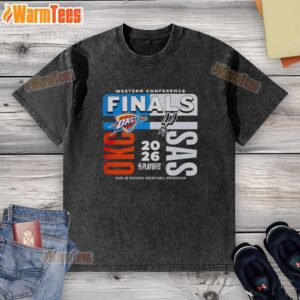 Nice 2025-26 Western Conference Finals t-shirt featuring Oklahoma City Thunder vs San Antonio Spurs design.