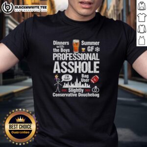 Top Professional Asshole Slightly Conservative Douchebag T-Shirt featuring bold text design on a stylish black tee.