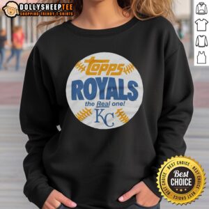 Alt Text: Premium Kansas City Royals MLB X Topps Baseball sweatshirt featuring vibrant team colors and a stylish design.