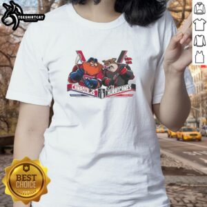 2026 Eastern Conference Finals: Ladies tee featuring Montreal Canadiens vs. Carolina Hurricanes hockey matchup design.