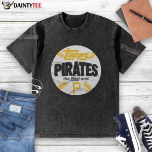 Awesome Pittsburgh Pirates MLB X Topps Baseball The Real One Washed T-Shirt featuring team logo and vintage design.