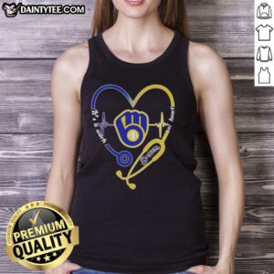 Milwaukee Brewers stethoscope heartbeat tank top showcasing a unique design for fans and healthcare enthusiasts.