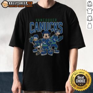 Pretty Vancouver Canucks Disney team ice hockey T-shirt featuring vibrant graphics and a comfortable fit for fans.