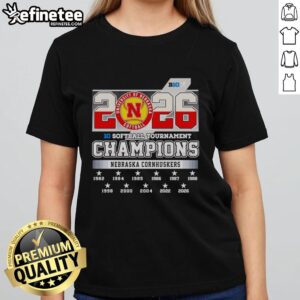 Original Nebraska Cornhuskers 2026 Big Ten Softball Tournament Champions Ladies Tee showcasing team pride and style.