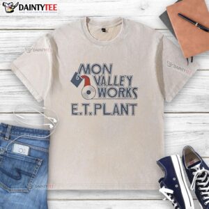 Alt Text: Stylish washed t-shirt featuring Nice Mon Valley Works Edgar Thomson Plant design, perfect for casual wear.