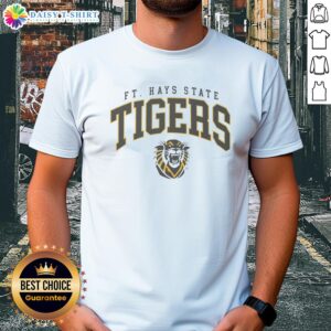 Alt Text: Original Fort Hays State Tigers classic logo t-shirt featuring vibrant colors and the iconic tiger emblem.