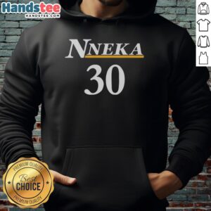 Alt Text: Nneka Ogwumike wearing the official Los Angeles Sparks Bet On Women jersey 30 hoodie, showcasing team spirit and style.