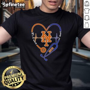 Official New York Mets Stethoscope Heartbeat T-Shirt showcasing a unique design for baseball and healthcare fans.