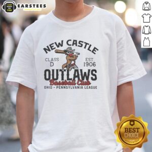 Alt Text: Awesome New Castle Outlaws Baseball 1906 T-Shirt featuring vintage design and bold graphics for baseball fans.
