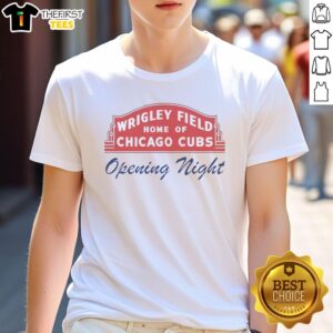 Alt Text: Vintage Wrigley Field T-shirt featuring the Chicago Cubs logo, perfect for opening night fans and collectors.