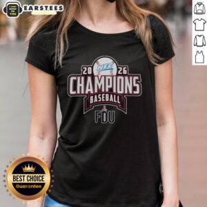 Fairleigh Dickinson Knights NEC Baseball Regular Season Champions 2026 Ladies Tee featuring team colors and logo.