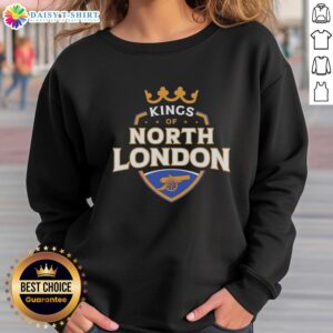 Original Kings of North London Arsenal soccer sweatshirt featuring vibrant team colors and iconic logo design.