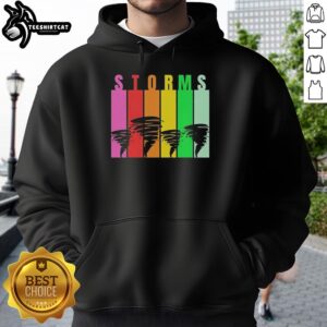 Premium Tornado PaigeYY Storms Hoodie in black with vibrant storm graphic, perfect for stylish weather protection.