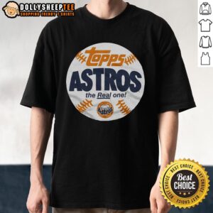 Alt Text: Premium Houston Astros MLB x Topps Baseball The Real One T-Shirt featuring vibrant team graphics and comfortable fit.