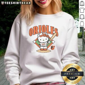Cute Baltimore Orioles Hello Kitty sweatshirt featuring a playful design, perfect for fans and casual wear.