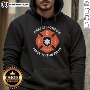 Alt Text: Awesome Detroit Tigers X First Responders hoodie for First to the Fight Night 2026, showcasing team spirit and support.