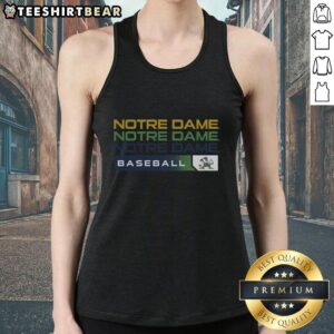 Good Notre Dame Fighting Irish college baseball hype tank top featuring team colors and logo, perfect for fans.