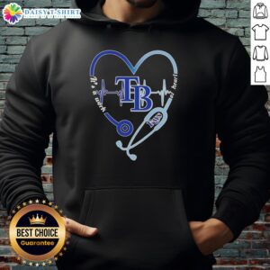 Alt Text: Top Tampa Bay Rays stethoscope heartbeat hoodie design, perfect for baseball fans and healthcare professionals.