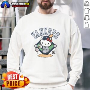 Good Hello Kitty x New York Yankees swing sweatshirt featuring a playful design and sporty style for fans.