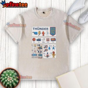 Nice Oklahoma City Thunder 2026 Playoffs team building washed t-shirt featuring bold logo and vibrant colors.