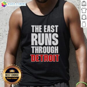 Official The East Runs Through Detroit tank top featuring a bold graphic design for fans and fashion lovers.