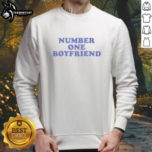 Cozy Nice Number One Boyfriend Text Sweatshirt in soft fabric, perfect for casual outings and gifting to loved ones.