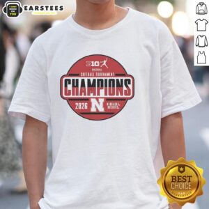Top Nebraska Huskers 2026 Big Ten Softball Tournament Champions Circle Design T-Shirt featuring team colors and logo.