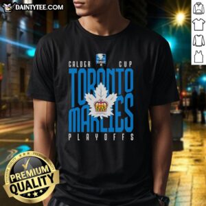 Alt Text: Hot Toronto Marlies Calder Cup Playoffs T-Shirt featuring team logo and vibrant colors for AHL fans.