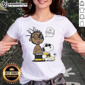 Top Peanuts Ol Dirty Bastard Ladies Tee featuring a vibrant graphic and stylish design for fans of hip hop culture.