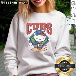 Adorable Cute Chicago Cubs Hello Kitty sweatshirt featuring vibrant colors and a playful design for fans and fashion lovers.