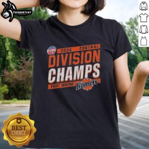 Vintage ladies tee featuring the Nice Fort Wayne Komets 2026 ECHL Central Division Champions logo and design.
