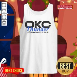 Alt Text: Stylish Oklahoma City Thunder 2026 Playoffs basketball logo tank top design, perfect for fans and summer wear.