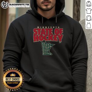 Official Minnesota State of Hockey Hoodie featuring a stylish design, perfect for fans and hockey enthusiasts.