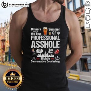 Top Professional Asshole Slightly Conservative Douchebag Tank Top design featuring bold text and a casual style.
