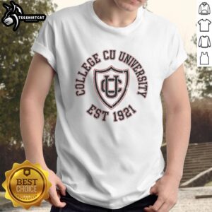 Alt Text: Original Creston University College CU T-Shirt established in 1921, featuring classic design and school colors.