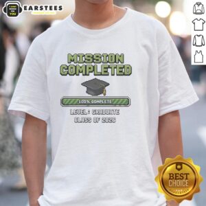 Hot Graduate Class of 2026 T-shirt featuring 'Mission Completed' and graduation cap design for proud graduates.
