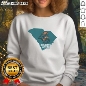 Alt Text: Premium Coastal Carolina 365 Days of Teal Sweatshirt featuring a stylish design perfect for fans and casual wear.