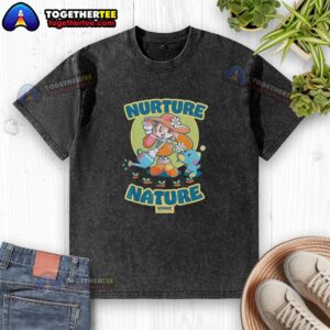 Vintage washed t-shirt featuring Nice Cream, The Rabbit, and The Hedgehog in a Chao Garden for Earth Day celebration.