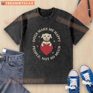 Good Dogs Make Me Happy washed t-shirt featuring a playful dog graphic, perfect for pet lovers and casual wear.