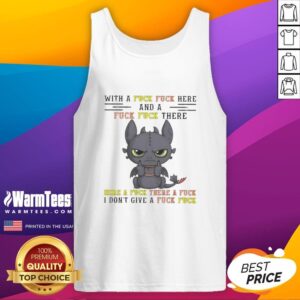 Cute toothless dragon wearing a Fck Fck tank top, showcasing playful charm and whimsical style in a vibrant setting.