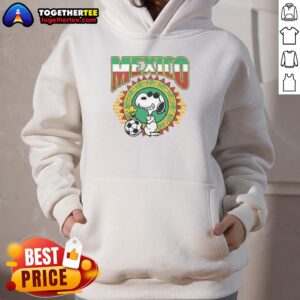 Top Peanuts Snoopy X Mexico soccer hoodie featuring vibrant colors and iconic Snoopy design for fans and collectors.