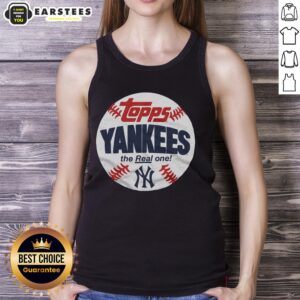 Original New York Yankees MLB X Topps Baseball The Real One Tank Top featuring iconic team logo and stylish design.