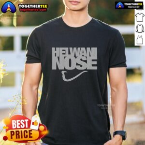 Close-up of the Nice Helwani Nose Logo T-Shirt featuring a unique design, perfect for fans and casual wear.