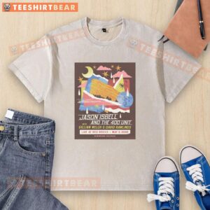 Alt Text: Premium Jason Isbell and The 400 Unit concert tour poster on a washed t-shirt, Morrison, CO, May 02, 2026.