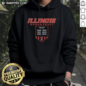 Awesome Illinois Fighting Illini Basketball Final Fours Banner Hoodie showcasing team pride and vibrant colors.