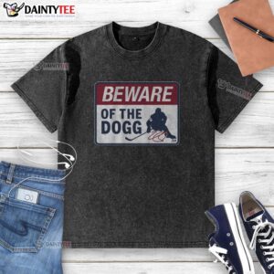 Hot Nathan Mackinnon Beware Of The Dogg Washed T-Shirt featuring a stylish design for hockey fans and casual wear.