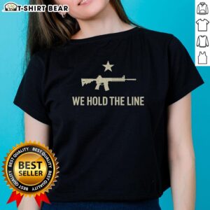Top Kesihan 1776 Patriotic American Flag 'We Hold The Line' Ladies Tee showcasing a vibrant design for proud patriots.